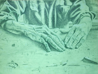 Green Hand Illustration coloredpencil illustration