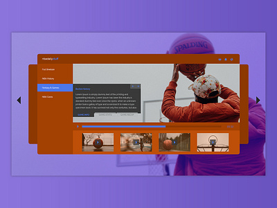 Video dashboard app basketball dashboad dashboard design dashboard ui design design app menu bar orange purple ui ux video