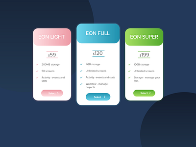 Daily UI #030 - Pricing table adobe xd app branding daily 100 challenge daily challange dailyui design mobile prices pricing plan pricing table ui ux