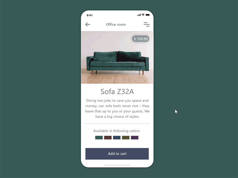 Daily UI #033 - #033 Customize Product 33 adobe xd animation app branding customize product daily 100 challenge daily challange dailyui design flat gif gif animation mobile responsive sofa ui ux