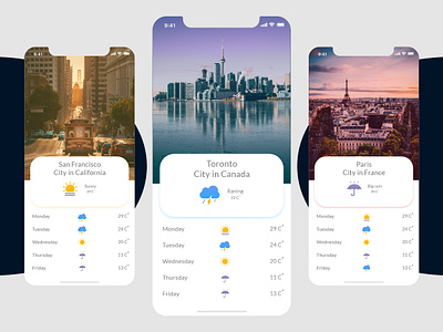 Daily UI #037 - Weather adobe xd app branding daily 100 challenge daily challange dailyui design illustration mobile photoshop typography ui ux weather weather app web