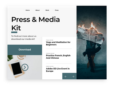 Daily UI #051 - Press page adobe xd branding daily 100 challenge daily challange dailyui green media media kit newsfeed newspaper press press kit press page ui ux web