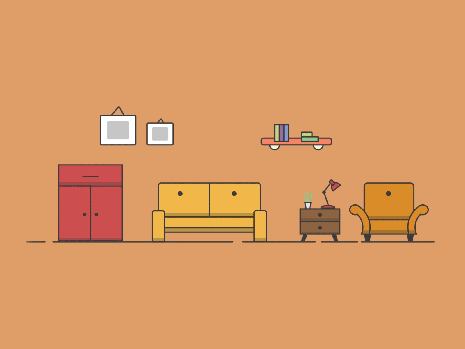 Living room afftereffects gif illustration