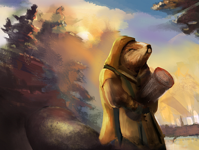 Beaver Ranger 2d art enviroment illustration krita lighting