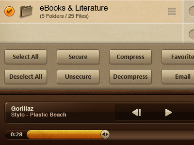 Zen Viewer for iPad app apple bar brown butons ipad orange progress ui user interface