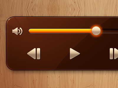 Video Controls app bar brown controls gloss icons ios iphone orange play video volume wood yellow