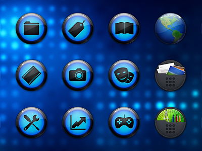 EXOPC Icons black blue earth folders globe gloss icons internet orbs