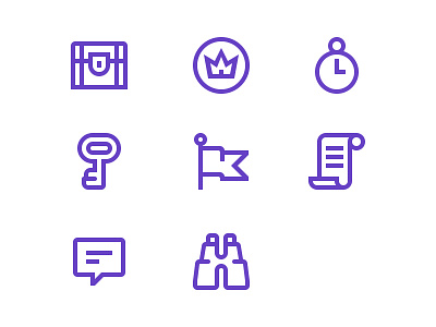 Sidebar icons agreement binocular chest coin crown currency key language payment history sidebar support time