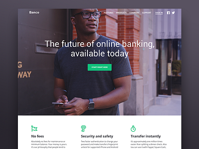 Bank landing page