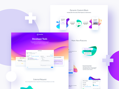 New feature landing abstract block bubble color developer feature gradient landing page tool ui ux
