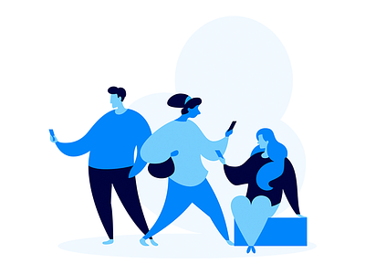 Audience audience blue call crowd e commerce flat illustration landing man marketing phone woman