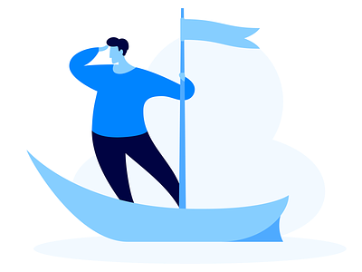 Send Leads to Website blue boat business cloud e commerce flag flat illustration landing lead manage marketing sea travel watch