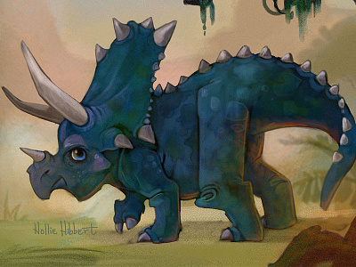 Blue Tricertops blue dinosaur photoshop painting triceratops