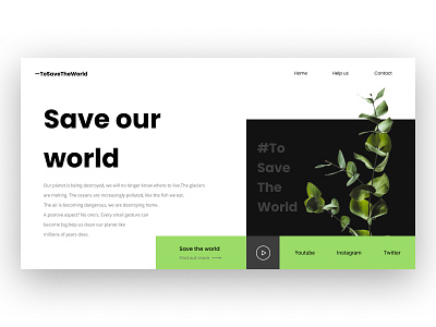 To Save To World button design green landingpage minimal nature paragraph planet title typography ui ui ux design uidesign user experience user interface user interface design ux ux ui webdesign website