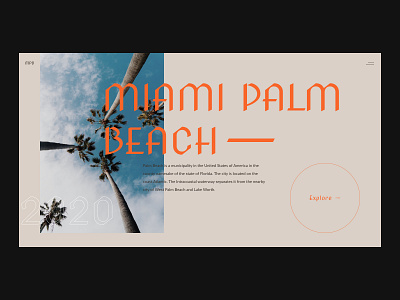 Miami Palm Beach Landing page animation art brand branding button character clean concept daily ui design flat free icon logo miami minimal places typography ui ux design web design