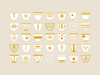 Arabic Coffee Cups arabic coffee cups geometric gold illustration middle eastern