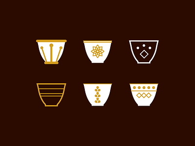 Arabic Coffee Cups 2 arabic coffee cups geometric gold illustration middle eastern