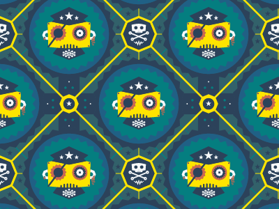 Robot Slash Pirate illustration robot wallpaper yellow