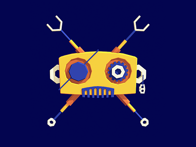 Pirobot blue orange pirate robot yellow