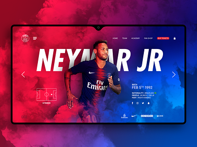 Neymar JR - PSG landing page neymar psg ui design ui ux design webdesign