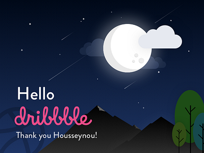 Hello Dribbble debut landscape moon night sky