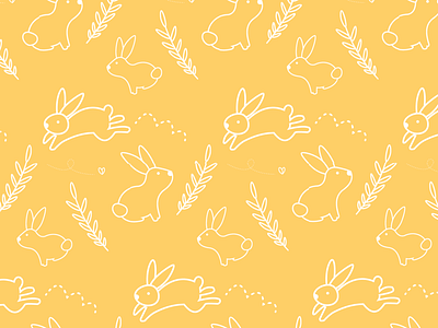 Bunnies! Another Seamless Pattern illustration limited palette pattern seamless pattern seamless patterns yellow