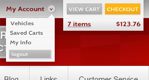 My Account & Checkout account menu cart checkout my account