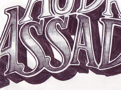 Assa crosshatch lettering perspective shading sketch