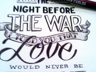 Night Before the Sketch ballpoint banner doodle lettering lyrics