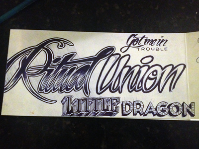 Ritual union doodle lettering little dragon music pen sketch song