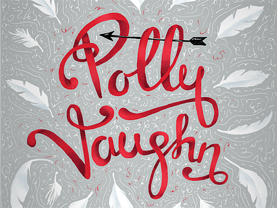 Polly Vaughn Wine feathers folk tale hand lettering script typography wine wine label