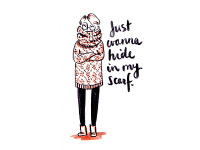 Wore it; Drew it autumn brush lettering brush pen cozy cute daily drawing illustration scarf sketch sweater type
