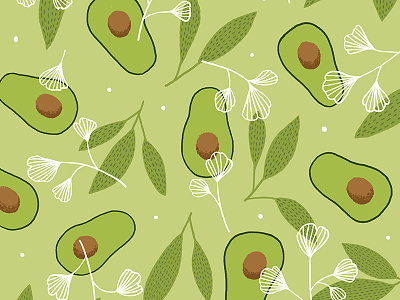 Avocado Pattern avocado floral food illustration leaves pattern surface design