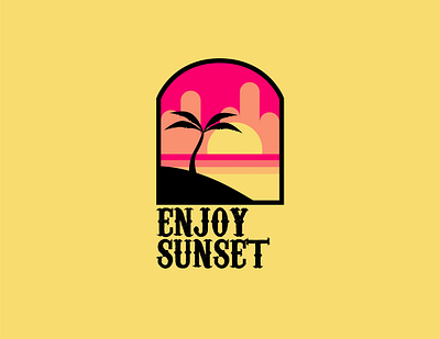 ENJOY SUNSET flat graphic design