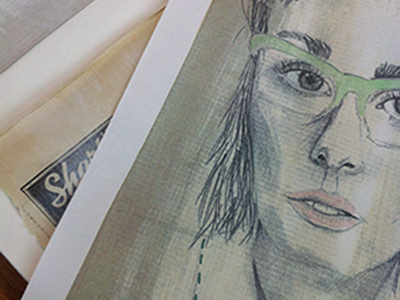 Glass Lady glasses handmade illustration pencil portrait
