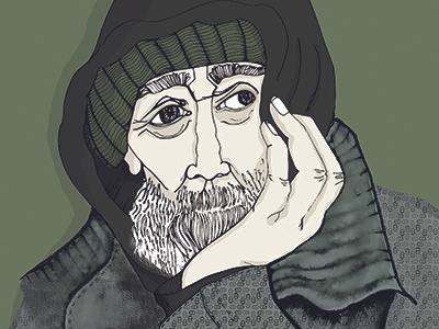 Homeless beard digital homeless illustration man