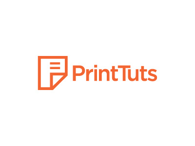 PrintTuts logo branding curl identity logo negative space paper personal warm red