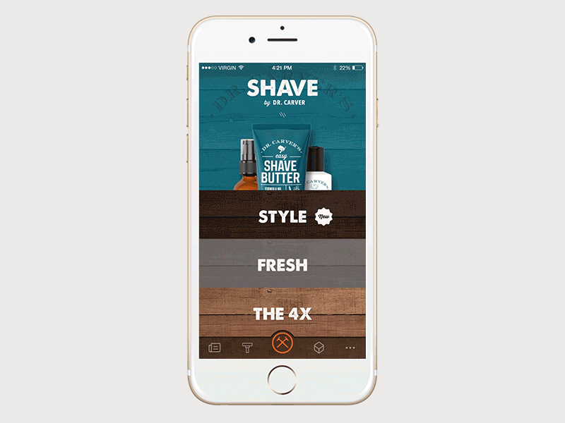 Dollar Shave Club - Storefront animation app dollar shave club frontpage icon infinite ios menu mobile navigation ui ux