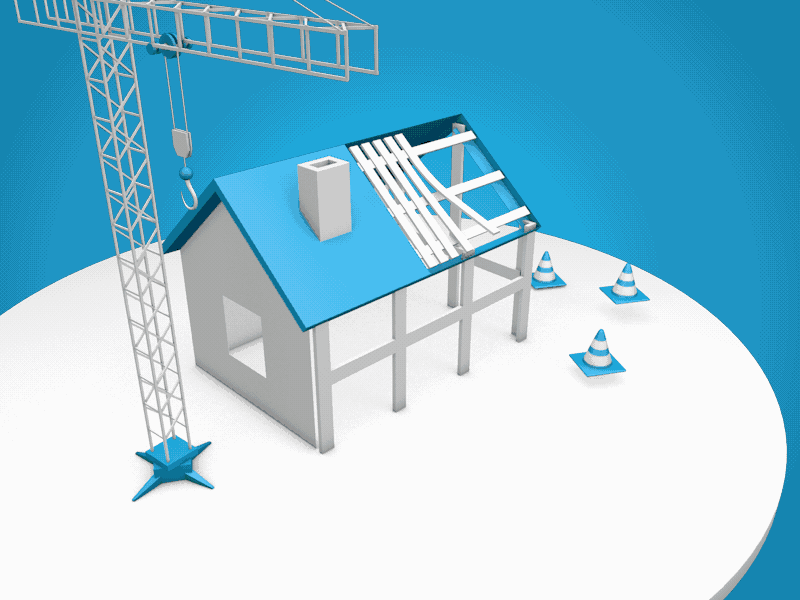 Construction site 3d animation building construction crane
