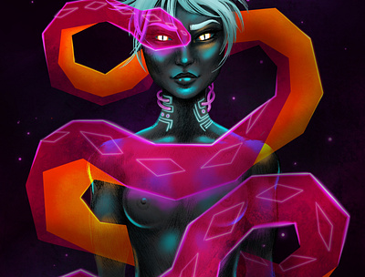 Spirit digital color digitalart drawing fantasy illustration procreate scifi snake woman