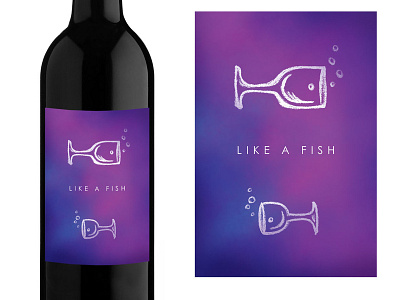 Like A Fish - Wine Label design drawing fish illustration packaging wine wine label