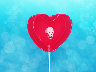 Sweet death digital color drawing fantasy heart illustration lollipop love skull sugar sweet