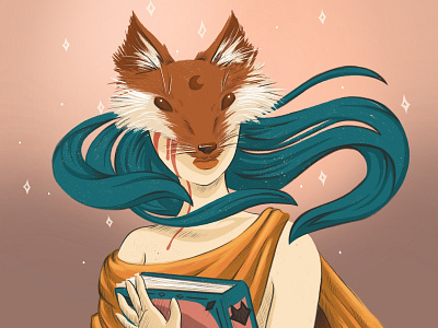 Fox digital color digitalart drawing fantasy fox illustration magic procreate woman