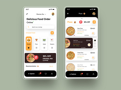 Food delivery Ui app branding food illustration typography ui ux vector web