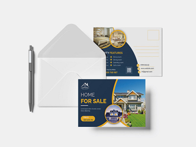 Real Estate Postcard Design advertise business card design design flyer flyer design home house for sell illustration logo modern postcard design property real estate postcard trifold