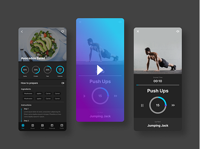 Fitness App design fitness fitness app meal plan meals ui ux virtual fitness workout app