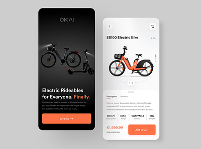 Electric Bike App bicycle bike car electric car electric ridable mobile app motobike orange ui vehicle
