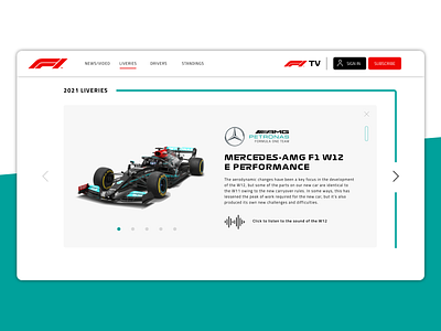 Formula 1 UI Design - Mercedes Livery branding cars design formula one graphic design motorsport ui web design