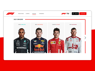 Formula 1 UI Design - Drivers branding cars design formula one graphic design motorsport ui web design