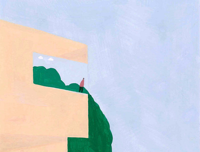 At the Edge acrylic architecture gouache illustration nature painting